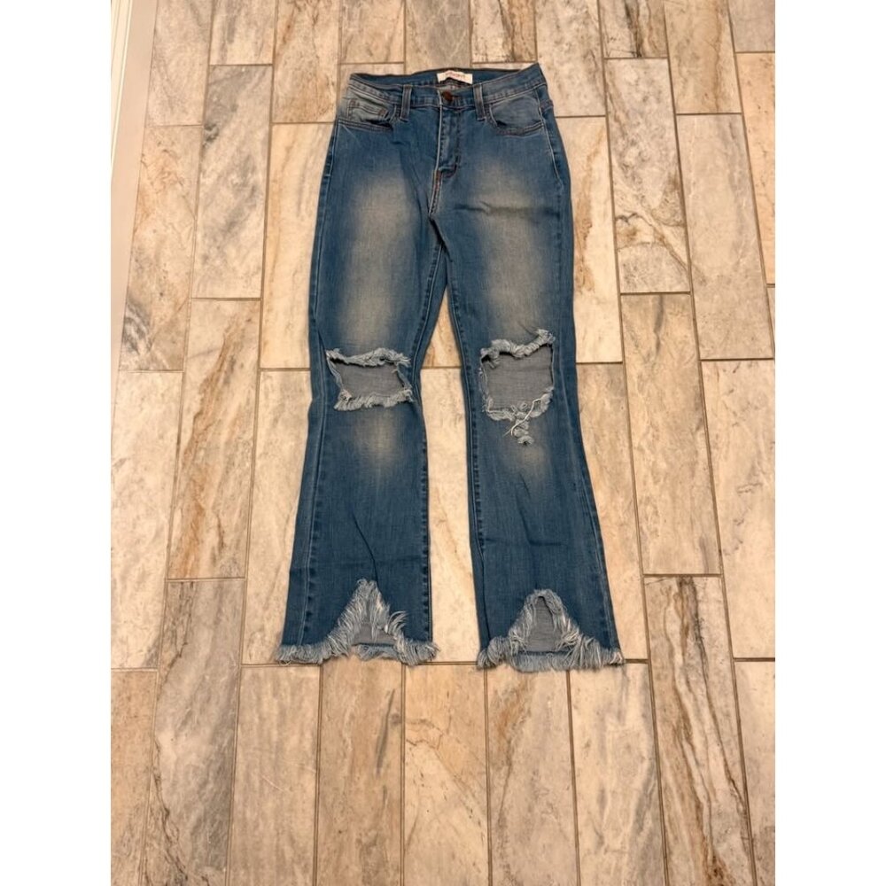 Vibrant MIU women's Junior size 5 (waist 26") blue denim 5-pocket jeans